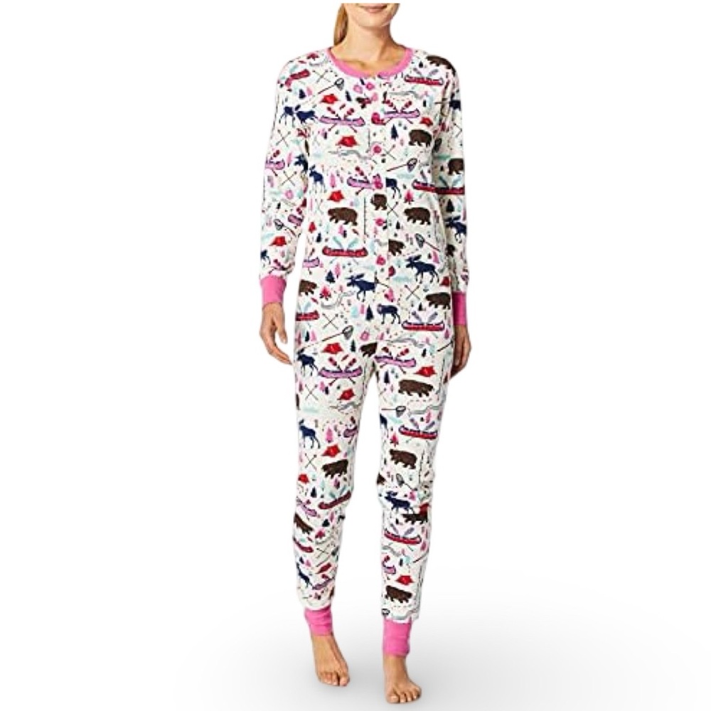 Little Blue House‎ Happy Camper Romper Pajamas Size Medium Loungewear PJs Onesie